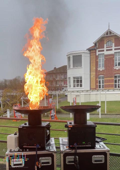 Pyrotechnie, effets spéciaux, flammes, jets d'eau